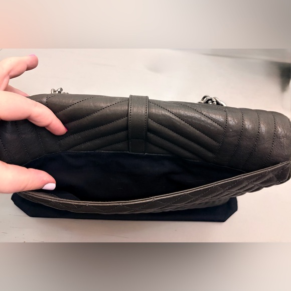 YSL Leather Bag Monogram College Flap Quilted w/ Chain - Picture 7 of 16